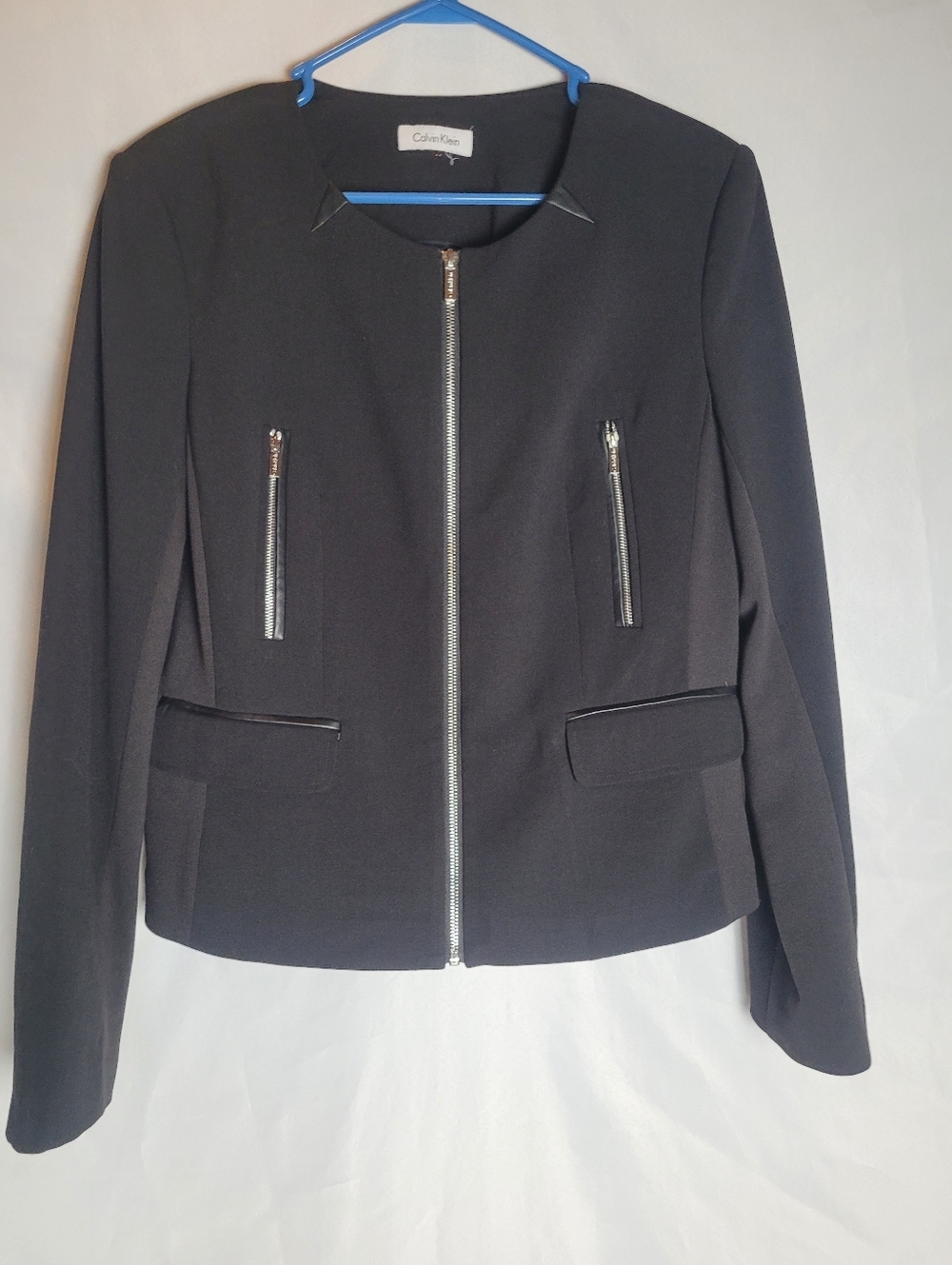 Calvin Klein Black Career Office Full Zip Blazer Jacket Women's Size Medium Read